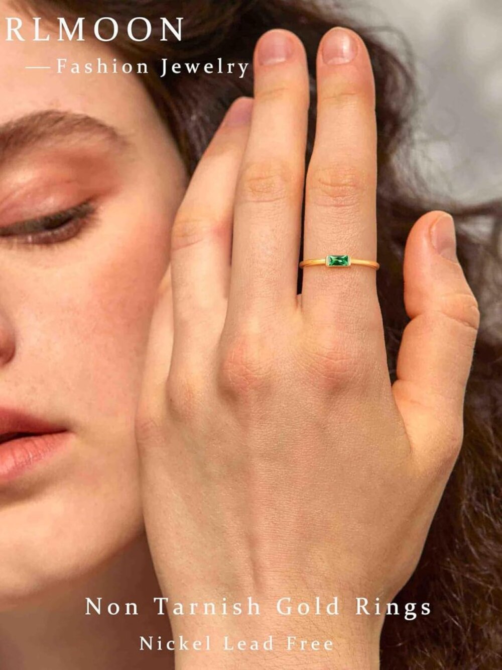 Birthstone Rings for Women Non Tarnish Gold Stackable Rings Dainty 14K Gold/Silv - Picture 2 of 7
